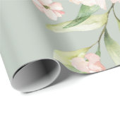 Papier Cadeau Rose élégant et eucalyptus vert (Coin rond)