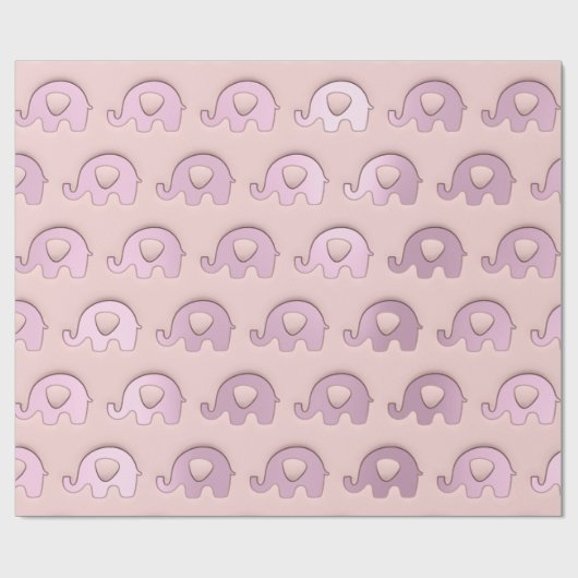 Papier Cadeau Rose Eléphants rose Baby shower Princesse Garçon (Plat)