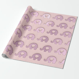Papier Cadeau Rose Eléphants rose Baby shower Princesse Garçon