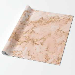 Papier Cadeau Rose en marbre parties scintillant d'or abstrait