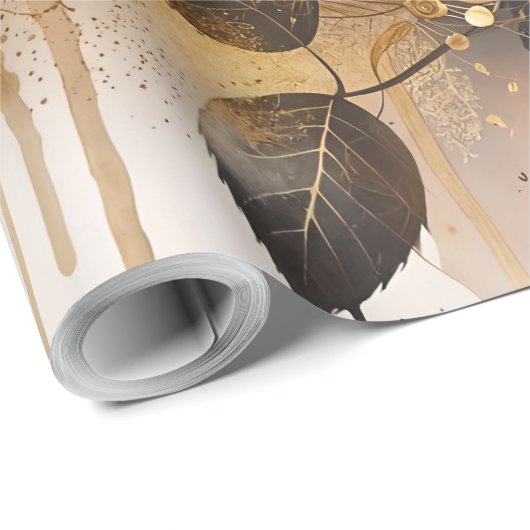 Papier Cadeau Rose en or et cachemire (Coin rond)