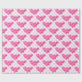 Papier Cadeau Rose et blanc à carreaux Groovy One (Plat)