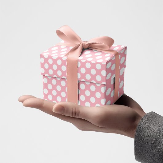 Papier Cadeau Rose et blanc à pois