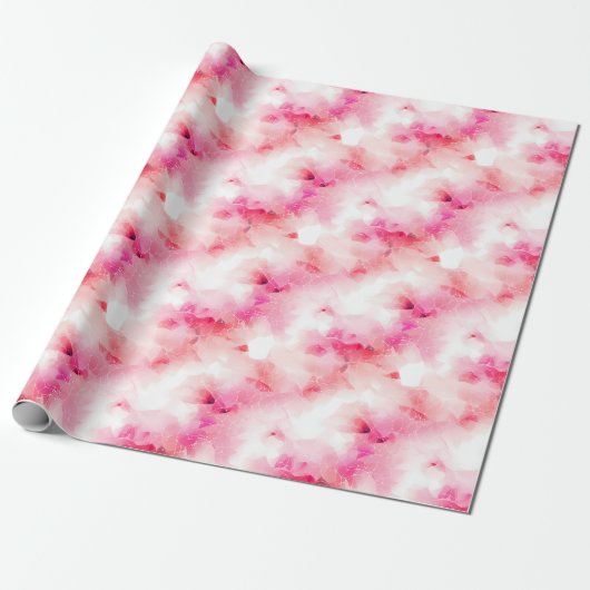 Papier Cadeau Rose et blanc Abstrait et Lignes (Déroulé)