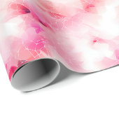 Papier Cadeau Rose et blanc Abstrait et Lignes (Coin rond)