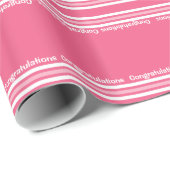 Papier Cadeau Rose et blanc barre des félicitations (Coin rond)