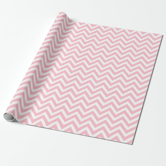 Papier Cadeau Rose et blanc Petites tailles Chevron Stripes (Déroulé)