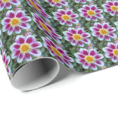 Papier Cadeau Rose et blanc unique dahlia floral (Coin rond)