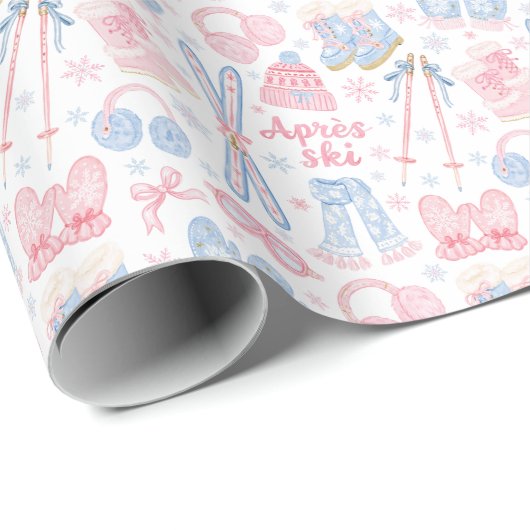 Papier Cadeau Rose et Bleu Après Ski (Coin rond)