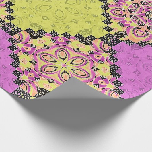 Papier Cadeau Rose et chaux, patchwork (Coin)