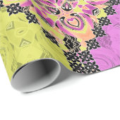 Papier Cadeau Rose et chaux, patchwork (Coin rond)