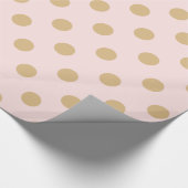Papier Cadeau Rose et motif de point de polka d'or (Coin)