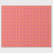 Papier Cadeau Rose et motif géométrique orange (Plat)