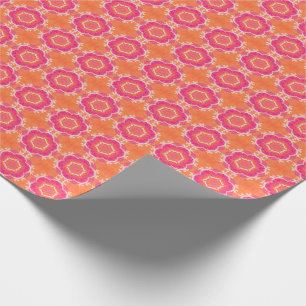 Papier Cadeau Rose et motif géométrique orange