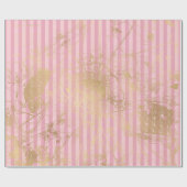 Papier Cadeau Rose et or Paris Feuille (Plat)