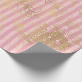Papier Cadeau Rose et or Paris Feuille (Coin)