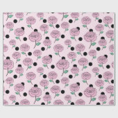 Papier Cadeau Rose et points. (Plat)