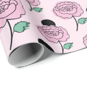 Papier Cadeau Rose et points. (Coin rond)
