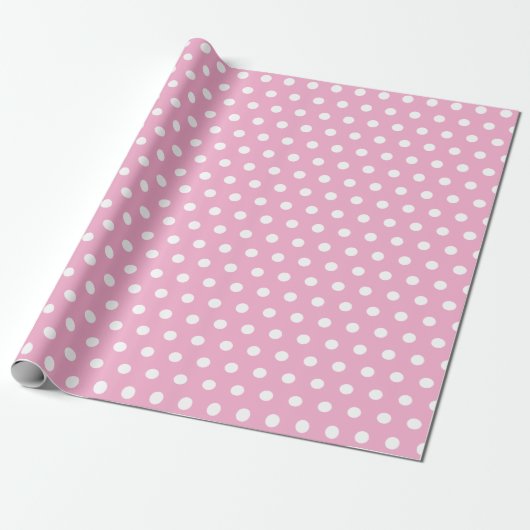 Papier Cadeau rose et pois blanc (Déroulé)