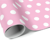 Papier Cadeau rose et pois blanc (Coin rond)
