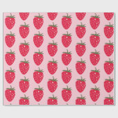 Papier Cadeau Rose et rouge avec Motif fraise (Plat)