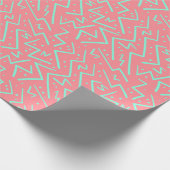 Papier Cadeau Rose et Vert Retro Conception Psychédélique (Coin)