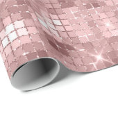 Papier Cadeau Rose étincelant Gold Rose luxe étincelant Fille Pa (Coin rond)