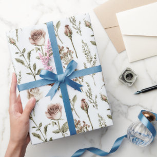 Papier Cadeau Rose Fleur Rouge Rose Fête d'anniversaire