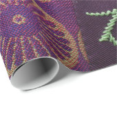 Papier Cadeau Rose fleurs boho tapisserie brodée look (Coin rond)