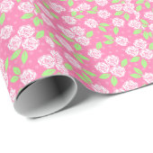 Papier Cadeau Rose Floral Shabby Chic (Coin rond)