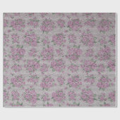 Papier Cadeau Rose floral Vintage moderne brillant (Plat)