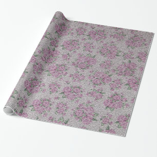 Papier Cadeau Rose floral Vintage moderne brillant