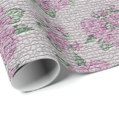 Papier Cadeau Rose floral Vintage moderne brillant (Coin rond)