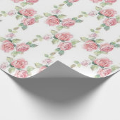 Papier Cadeau Rose Florale Rose Chic Usé (Coin)