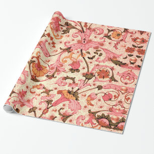 PAPIER CADEAU ROSE FLORENTINE RENAISSANCE TOURBILLONS FLORAUX,FL