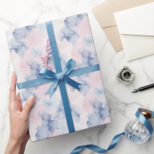 Papier Cadeau Rose foncé et bleu Aquarelle Abstraite