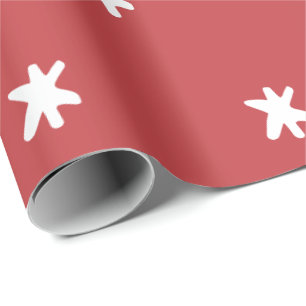 Papier Cadeau Rose foncé Moderne Rouge et Blanc Motif