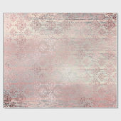 Papier Cadeau Rose Foxier Metallic Damask Or Bois Rose (Plat)