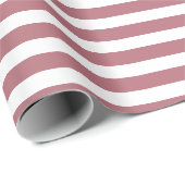 Papier Cadeau Rose Gold Blanc Simple Rayé Horizontal (Coin rond)