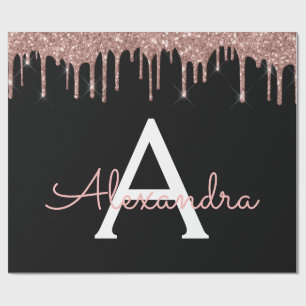 Papier Cadeau Rose Gold - Blush Pink Black Parties scintillant N