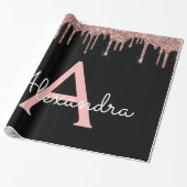 Papier Cadeau Rose Gold - Blush Pink Black Parties scintillant N (Déroulé)
