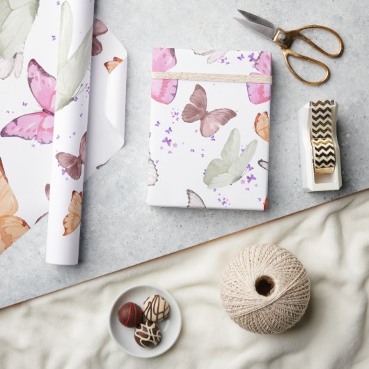 Papier Cadeau rose gold butterfly (Artisanat)