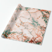 Papier Cadeau Rose Gold Cali Marbre Vert profond Pierre Bois de  (Déroulé)