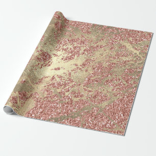 Papier Cadeau Rose Gold Champaigne Marble Glitter Metal Strokes