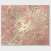Papier Cadeau Rose Gold Champaigne Marbre brillant en métal (Plat)
