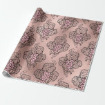 Papier Cadeau Rose Gold et Blush thème vin français<br><div class="desc">Papier d'emballage à motif de vignoble vintage de Paris..</div>