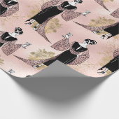 Papier Cadeau Rose Gold et rose poudré Art Déco Vin (Coin)