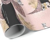 Papier Cadeau Rose Gold et rose poudré Art Déco Vin (Coin rond)