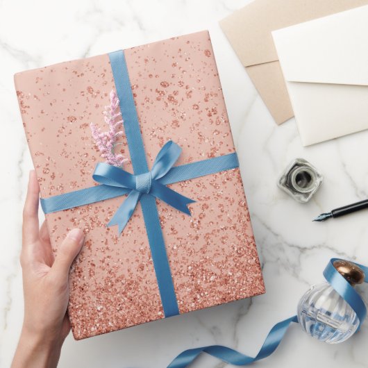 Papier Cadeau Rose Gold Faux Pailleté (Cadeaux)