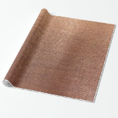 Papier Cadeau Rose Gold Faux Sepia Linen Mesh Metallic Burlap (Déroulé)